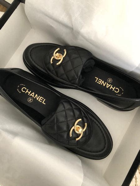 chanel black loafer|Chanel black and white loafers.